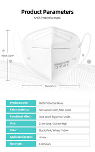 KN95 Face Masks, Fabric Respiratory Mask - 100 Pcs